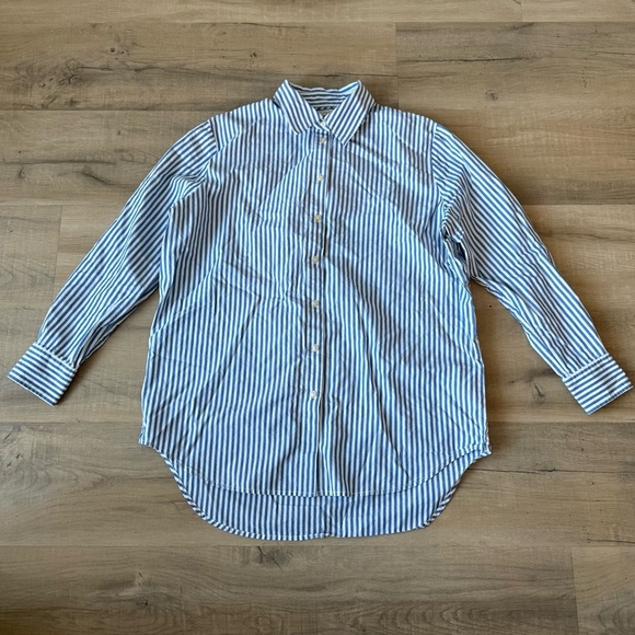 Scotch & Soda blue & white stripe cotton oxford button down shirt - Small (1) - Picture 6 of 8